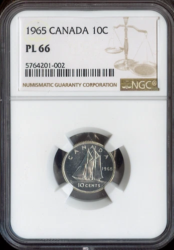 1965 Canada  10 Cents 10C NGC PL-66 - Quality