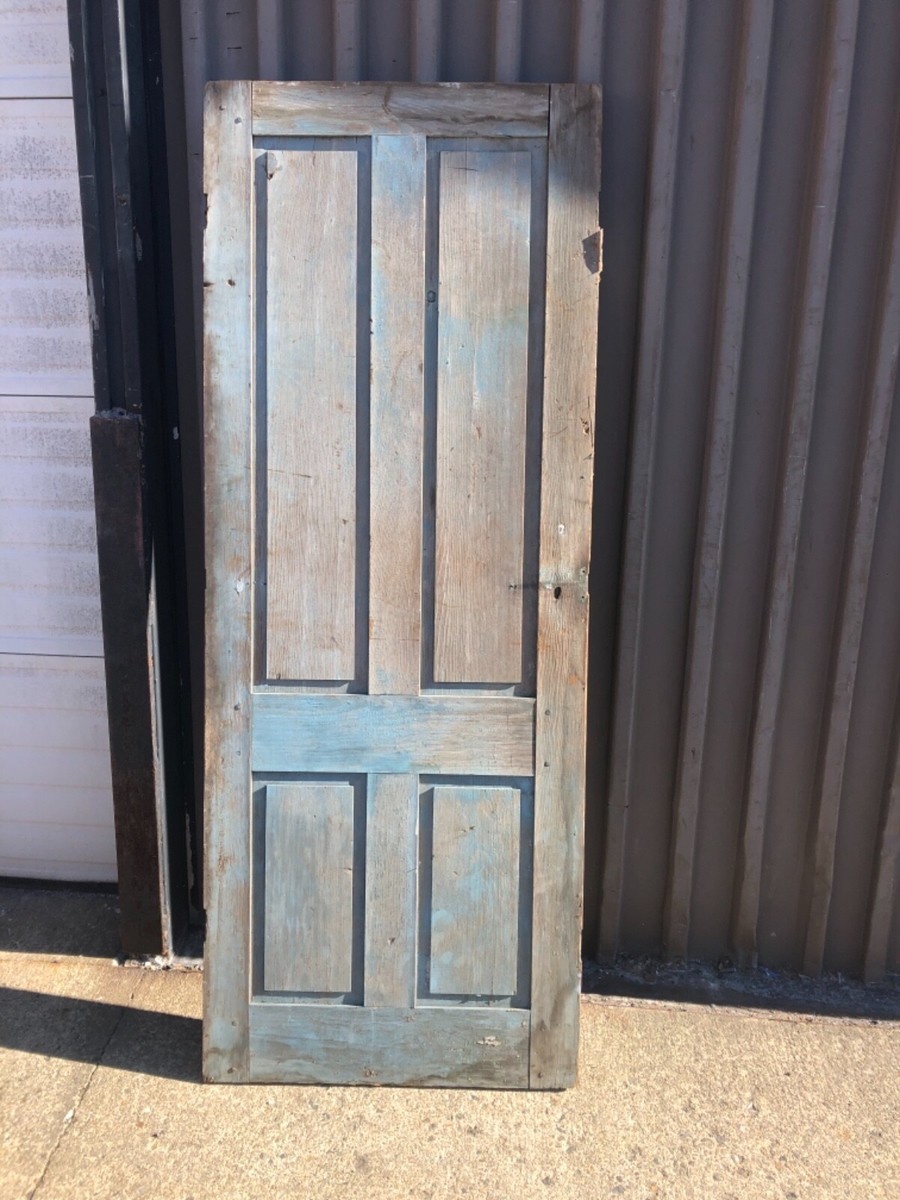 #オールド#ビンテージ vintage c1830 four panel colonial era door GORGEOUS blue paint