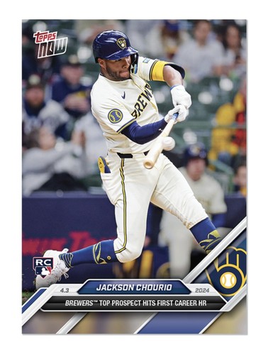 2024 Topps Now #37 Jackson Chourio RC 1st Career Home Run Brewers - Picture 3 of 4