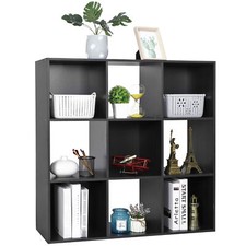 9 Cube Storage Shelf Organizer Wooden Bookshelf Display Shelves W/ 5 Back Panels