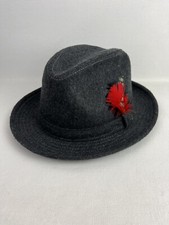 Vintage Bowler/Fedora Gray w/ Feathers Size L Made in USA