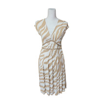 Ann Taylor LOFT Midi Dress Women Size 2 Tan Animal Print Feminine Neutral