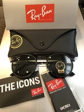 New Ray-Ban Round Double Bridge Black Frame/ Black RB3647N Sunglasses