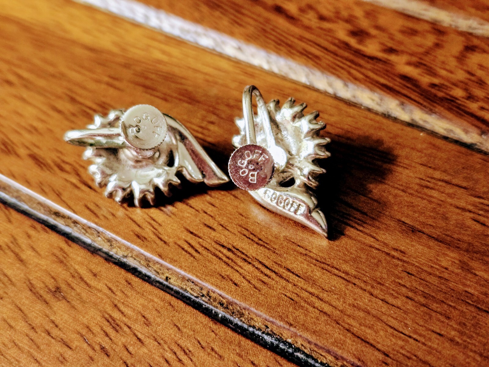 Vintage BOGOFF Clear Rhinestone Silver Tone Screw… - image 2