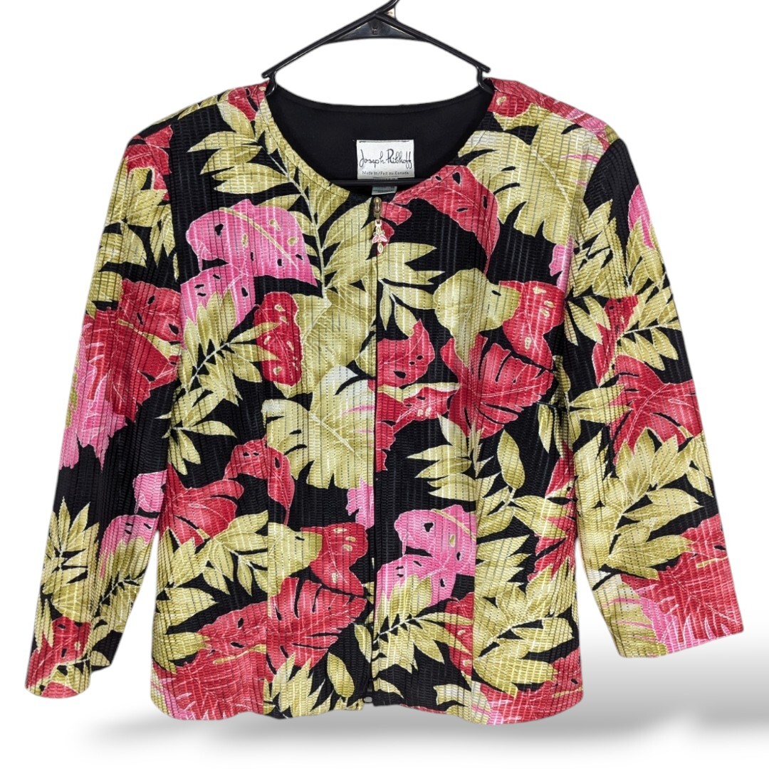 Joseph Ribkoff Jacquard Tropical Print Swing Jacket 242219 Col 4254