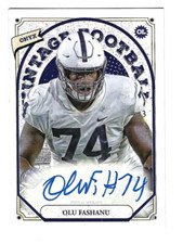 OLU FASHANU 2023 ONYX VINTAGE FOOTBALL ON CARD ROOKIE AUTO BLUE INK
