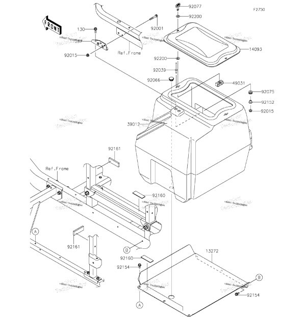OEM KAWASAKI MULE PRO FX,FXT DXT HOOD PANEL STORAGE BOX KRX1000