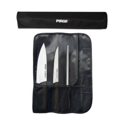 Pirge Ecco 3-Piece Knife Set with Roll Bag   38403,Pirge Turkish Knife