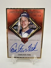 2023 Topps Gilded Collection Carlton Fisk Gold Framed HOF Auto Rose Gold /50