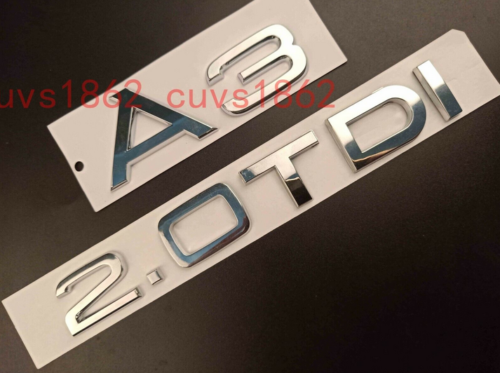 For Audi A3+2.0 TDI Silver Badge Emblem Trunk Rear Number Letters Words New - Foto 1 di 1