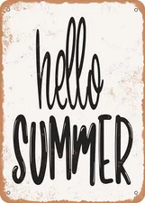 METAL SIGN - Hello Summer3 - Vintage Rusty Look