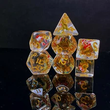 Sage's Familiars - Red Fish Familiar Resin Polyhedral Dice Set | RPG Games DND