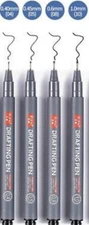 4 Black Fineliners Pens Fine Line Technical Drafting Drawing Black Pigment Ink