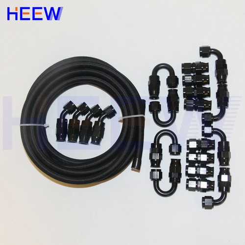 AN8 8AN Teflon Braided OIL FUEL Line E85 PTFE Hose Fitting End Adaptor 20P 10M eBay