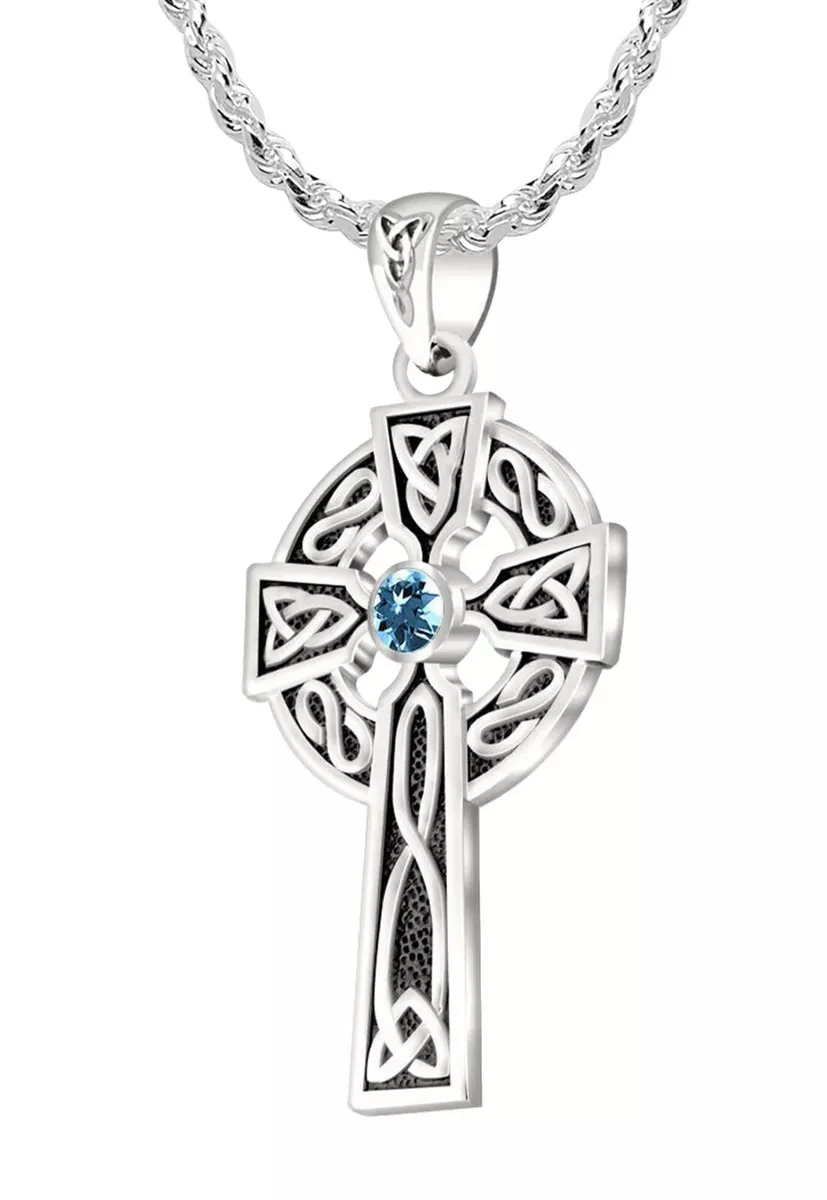 Sterling silver cross necklace with deals birthstone