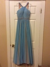 Sherri Hill Blue Beaded Halter Gown, Size 0