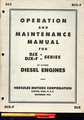 HERCULES MOTORS DIESEL ENGINES  OPERATION & MAINTENANCE MANUAL for DJX & DJX-F