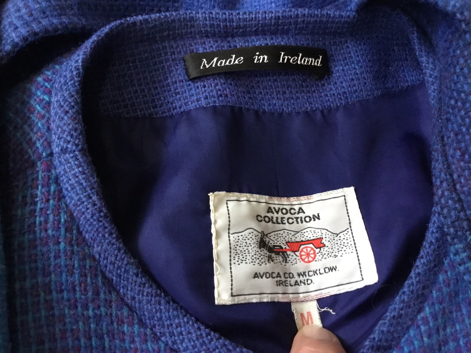 AVOCA COLLECTION IRELAND BLUE PURPLE WOOL CAPE COAT Poncho, Size Medium