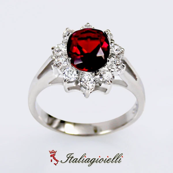 Sfarzosa Parure Completa Rubino Brillante in Argento 925 Rodiato Oro Bianco - Immagine 3 di 4