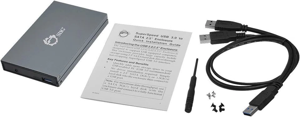 SIIG JU-SA0912-S1 SuperSpeed USB 3.0 Enclosure for 2.5" SATA 3Gb/s HDD Hard Disk - Image 3 of 4
