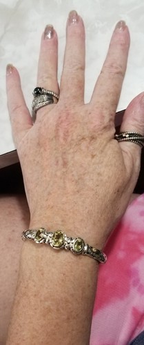 Ross Simon 18k yellow gold & Sterling silver Bangle cuff bubble pebbles Bracelet - Picture 13 of 20