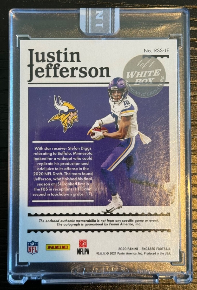 Justin Jefferson 1/1 ON CARD RPA - Encased Rookie Dual Swatch
