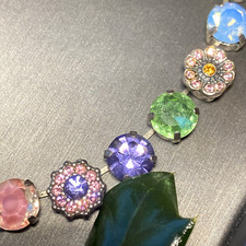 MARIANA Israel Swarovski Crystal Mosaic Flower Silver Plated Choker Necklace