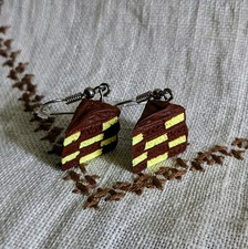 Cute Handmade Checkerboard Cake Earrings - Polymer Clay