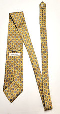 John W Nordstrom HAND MADE IN USA Geometric Men's Neck Tie Yellow Blue 100 SILK