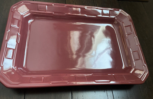 Longaberger Pottery Woven Traditions Platter Serving Tray Paprika red 9x13 USA - Picture 7 of 14