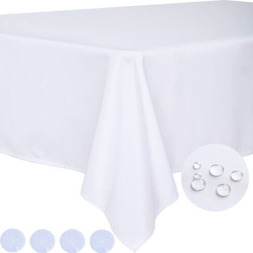 Table Cloth White 30x30 Inch Tablecloth for 4 Foot Square Tables Outdoor Wash...
