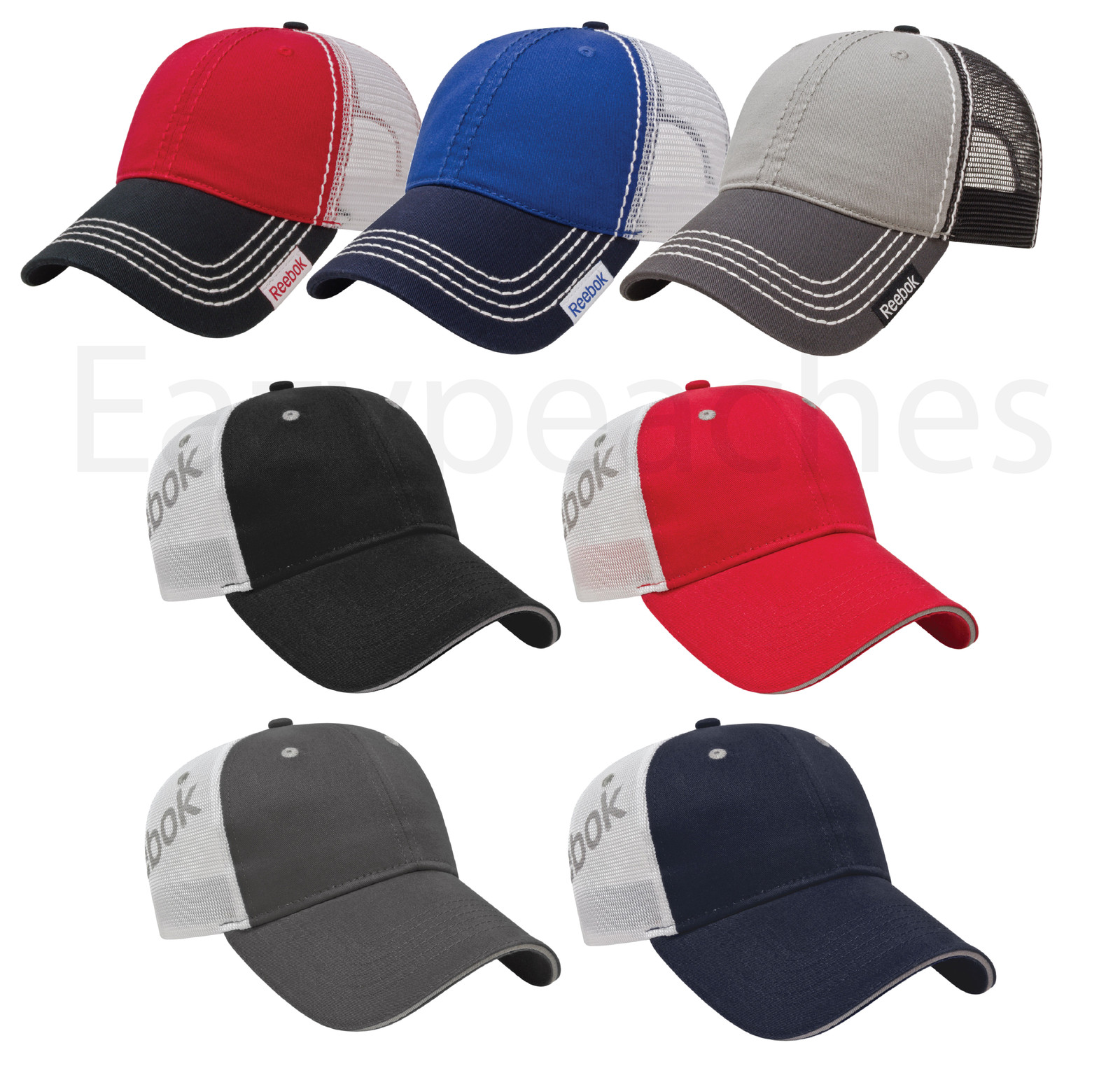 REEBOK - UNISEX Golf TRUCKER CAP, Tennis, Baseball Hat, MESH BACK Adjustable