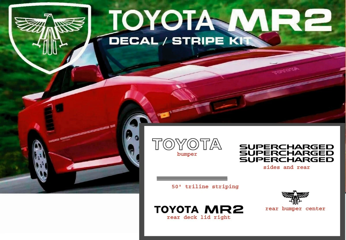 84-89 AW10/AW11 TOYOTA MR2 SUPERCHARGED TRD DECAL TRI-LINE STRIPE STICKER KIT