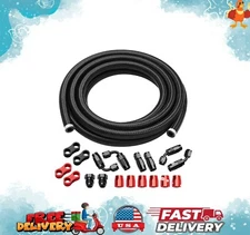 6AN Fuel Line Kit -10FT AN6 Nylon Braided CPE Fuel Line Hose With 6AN Hose End