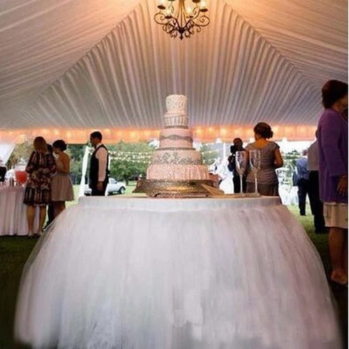 Jupe de Table en Tulle Blanc 1 mètre x 80 cm - Photo 3/3