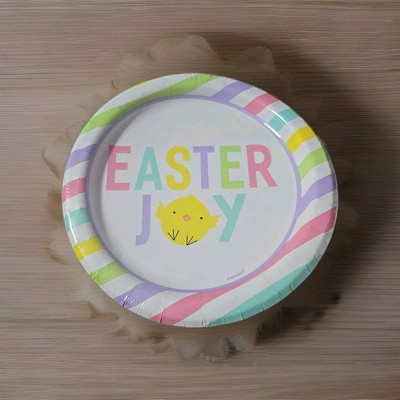 8 Pcs Easter Paper Plates 7'' Round Disposable Easter Joy
