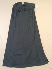 Old Navy Dress Strapless Black Midi Knit Size Medium M Side Slit Soft Stretch