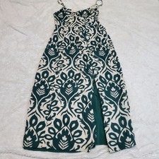 American Eagle Cream Green Floral Linen Cami Dress Small Coastal Vacation Summer