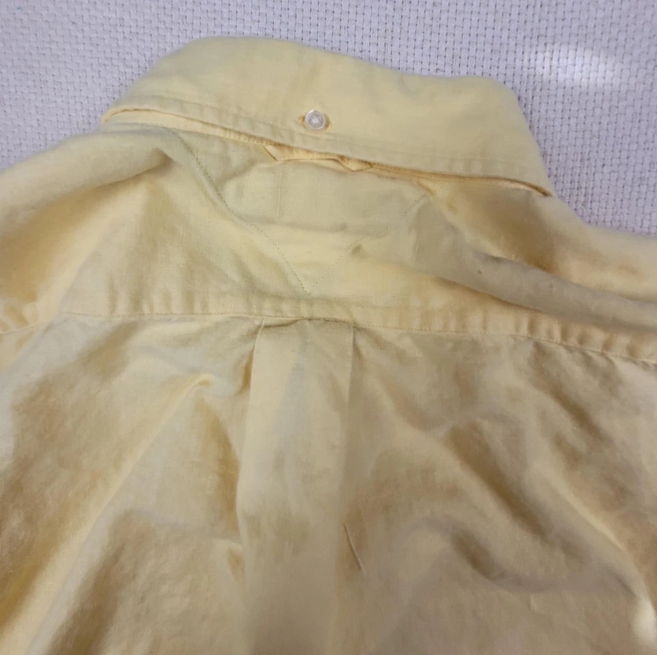 Camisa Tommy Hilfiger Para Hombre 2XL Amarilla Manga Corta Lino Algodón Abotonada Verano Foto 4 de 4