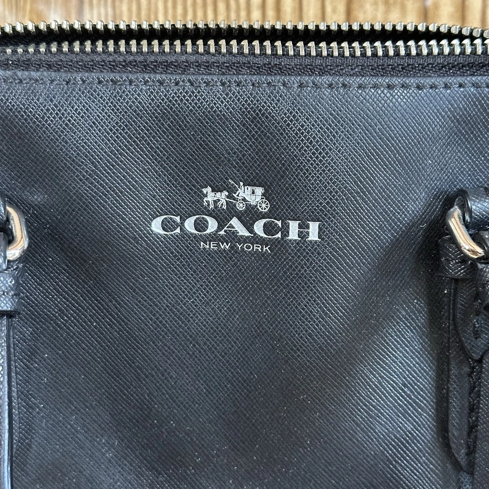 Bandolera Coach Peyton Bennett Mini Cartera Cuero Negro y Asas Superiores Foto 3 de 4