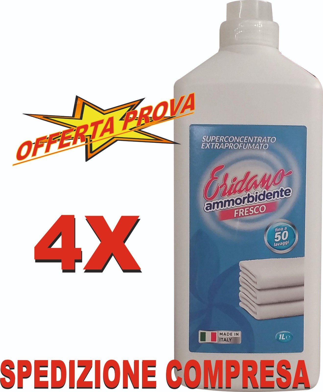 ERIDANO L'AMMORBIDENTE SUPER CONCENTRATO, Liquido "FRESCO" 1 LITRO FORMATO