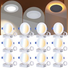 12 Pack 4" 5CCT Panel Downlight LED Recessed Ceiling Light Dimmable Night Light