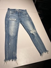 Moussy Vintage Jeans Women  s 25 Howa Slim Distressed Selvage Denim Japan 28x25.5