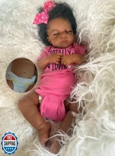 Zero Pam Black Reborn Baby Dolls Silicone Full Body-20 in Realistic Baby Doll