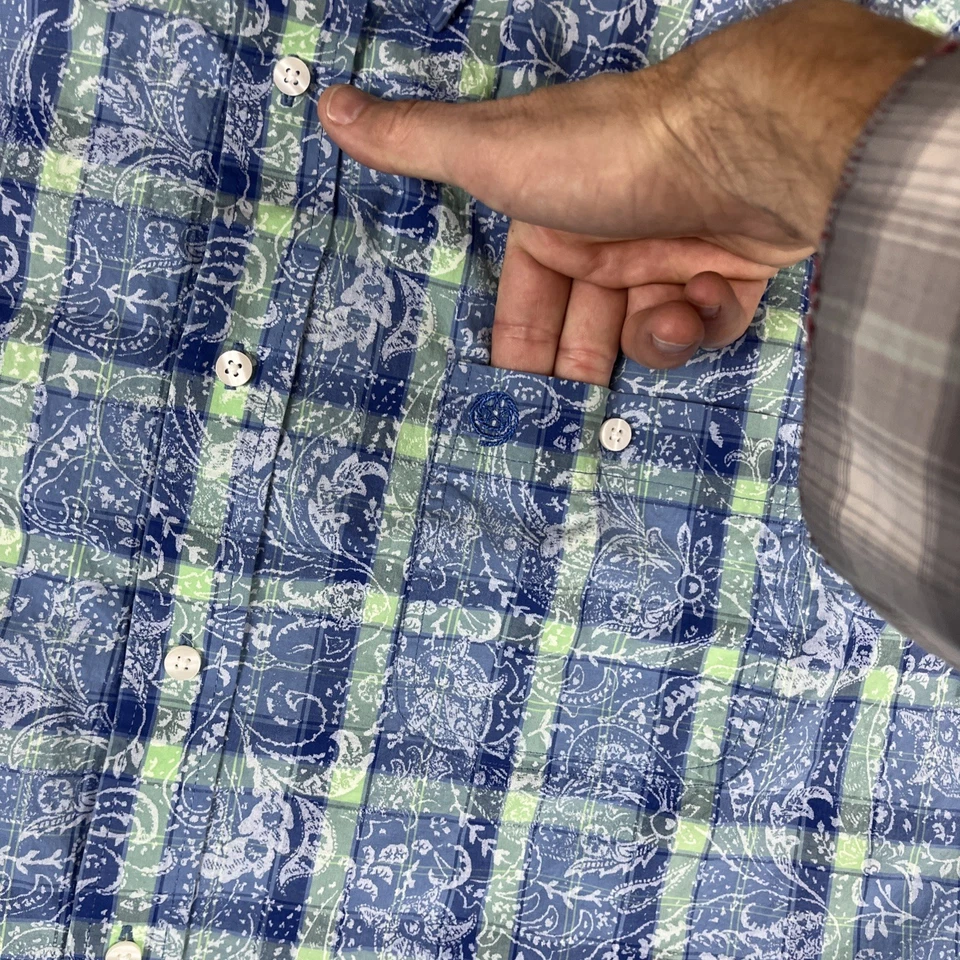 Camisa Wrangler George Strait Para Hombres XL Cuadros/Botón Paisley Botón Occidental Informal Foto 3 de 4
