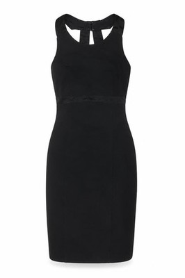 bebe Damen Bodycon Kleid Größe M UK '' Schwarz Knielang Rundhals Ärmellos
