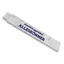 Alleskönner Meterstab aus Holz mit Marmorhintergrund