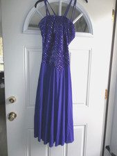 Dance Costume Size MA Purple W/Velvet Bodice by Weissman Sequins