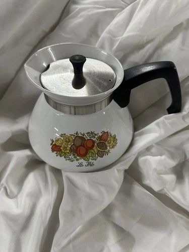 Vintage Corning Ware Spice Of Life "Le The" 6 Cup Coffee Tea Pot Kettle w Lid