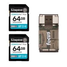 Kingston Canvas Go Plus 64GB 200MB/s Memory Card 2 Pk with Card Reader Bundle